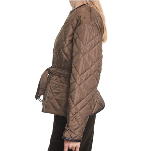 NWT Polo Ralph Lauren Belted Quilted Jacket Leather Trim - Picture 3 of 16